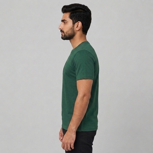 Vêtements décontractés respirants avec logo personnalisé, vente en gros, usine, service OEM pour hommes, coupe classique, tricot uni 100% coton - Product Image 4