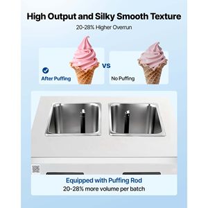 Máquina Comercial de Helado Suave con Rendimiento de 34-44L/H, Compresor Doble, 2 Tolvas de 10L, Independiente para Hoteles - Product Image 3