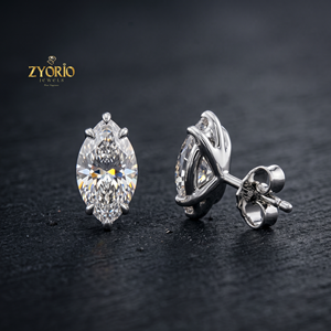 Pendientes de Diamantes Cultivados en Laboratorio con Corte Marquesa de Zyorio Jewels, Oro Blanco Sólido de 14K, Certificado IGI, Joyería Fina, Regalo para Mujer - Product Image 5