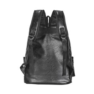 <b>Black</b> PU Leather <b>Backpack</b> Vintage Texture Shoulder Bag Travel Daypack for Daily Commuting - Product Image 1
