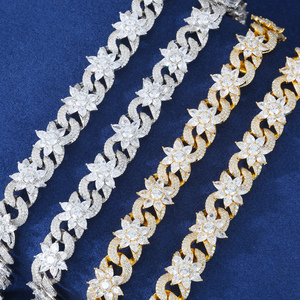 Collar de Lujo para Hombre, Estilo Tenis, con Cadena de Eslabones Florales, Diamantes Cultivados en Laboratorio, Plata 925 - Product Image 4