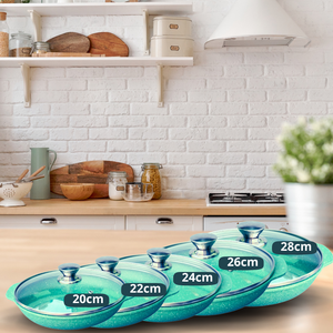 Cacerola de Aleación de Aluminio Fundido a Presión, Diseño de Lujo, Ecológica, 20 cm, Compatible con Todas las Estufas, Tapa de Vidrio Antiadherente de Cerámica - Product Image 1