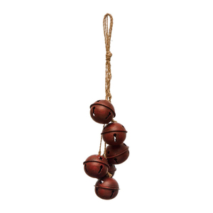 Campana de Metal de Diseño Antiguo con Cuerda de Yute, Acabado en Latón Antiguo, Campana Navideña Colgante de Metal Hecha a Mano en India - Product Image 5