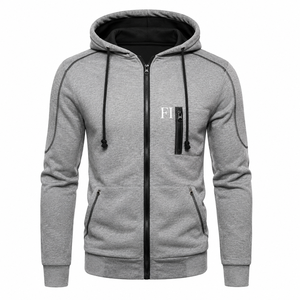 Sudaderas con capucha premium de invierno con cremallera, bolsillo utilitario en el pecho, estilo casual urbano, de punto oversize, de algodón grueso, con logotipo personalizado OEM ODM - Product Image 5