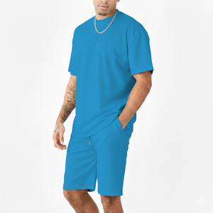 Hot Selling 100% Cotton Men's 2 Piece <b>Set</b> Lightweight Quickdry Streetwear Customized Logo Comfortable for Summer - Product Image 4