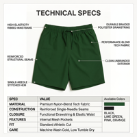 Shorts de Playa para Hombre, Color Sólido, Secado Rápido, Transpirables, Ecológicos, Spandex/Poliéster, Cintura Elástica con Bolsillos, Cintura Media, Casuales