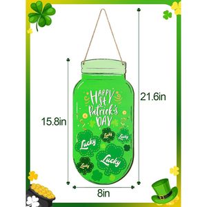 Decorazioni da parete per la festa di San Patrizio, ghirlanda in legno 8 x 21,6 e cartello a forma di vaso per ornamenti da appendere alla porta d'ingresso H - Product Image 4