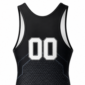 Men Black Gray Sublimated Wrestling Singlet <b>Athletic</b> Polyester Wrestling Suit Training Match Performance Sports Clothing - Product Image 5