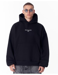 Sweat à capuche oversize noir pour homme avec imprimé ADN, style streetwear minimaliste, en coton French Terry, idéal pour l'automne - Product Image 2