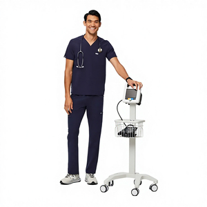 Conjunto de Uniforme Médico Azul Marino para Hombre, Pantalones de Uniforme de Hospital de Algodón y Poliéster con Estetoscopio y Porta Identificación - Product Image 5
