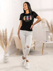 T-shirt décontracté personnalisable de haute qualité pour femme, col rond, imprimé, coupe ajustée, manches courtes, grande taille, respirant, séchage rapide, 100 % coton - Product Image 2