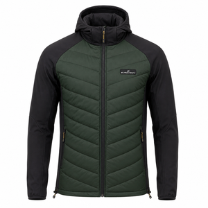 Veste matelassée à capuche pour homme, finition brillante, hiver, décontractée, imperméable, respirante, coupe-vent, tissu PU, polyester/nylon, fermeture éclair - Product Image 3