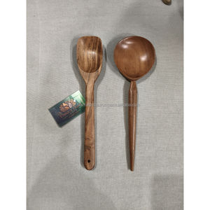 Juego de servidor de ensalada de madera de Neem hecho a mano LeafLoom | Cuchara y tenedor antibacterianos naturales para uso en restaurantes ecológicos, regalos y restaurantes - Product Image 5