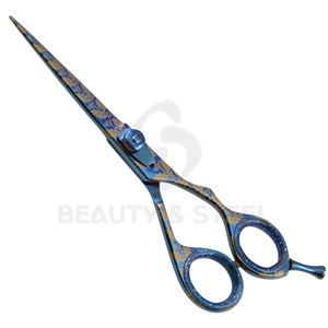 Tijeras Profesionales para Cortar el Cabello con Diseño de Puntos Azules, Tijeras de Barbero con Borde Convexo Afilado y Patrón Vibrante Único - Product Image 4