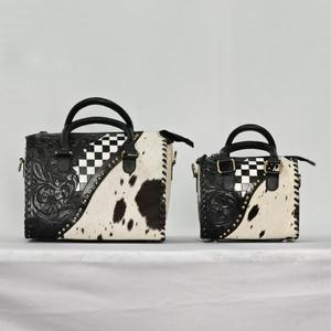 <b>Black</b> 100% Genuine Leather <b>Mini</b> Speedy Duffle Weekender Travel <b>Bag</b> High Quality Sport Style Floral Carved Vintage - Product Image 6