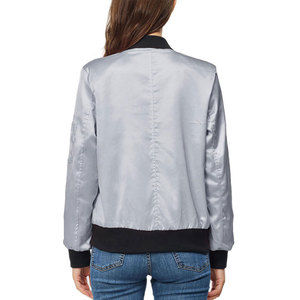 Blousons Bomber en Satin pour Femmes, Vente en Gros OEM, Couleur Unie, Coupe-Vent, Fermeture Éclair, Vêtements d'Extérieur Tendance, Collection Automne, Veste en Satin - Product Image 3
