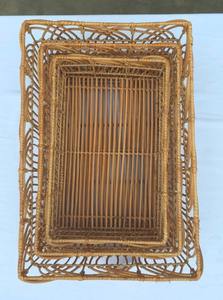 Juego de 3 bandejas decorativas de ratán marrón con base de metal - Product Image 3