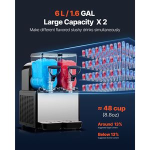 Machine à slush commerciale 12L avec fonction autonettoyante, 2 réservoirs de 6L, pour boissons glacées et margaritas - Product Image 2