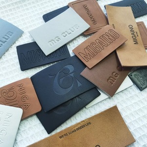 Écusson en cuir véritable personnalisé gaufré, étiquettes en cuir synthétique PU embossé, badge en cuir véritable cousu pour vêtements, jeans, sacs - Product Image 3