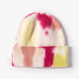 Gorro de Punto Tie Dye Personalizado Unisex, Gorro de Invierno con Puño, Gorro Elástico Cálido para Uso Diario, Moda Urbana, 100% Acrílico OEM - Product Image 3
