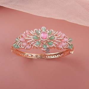 Kishi Fusion Designer Gold-Plated Gemstone Bangles with Diamond & Moissanite - Product Image 2
