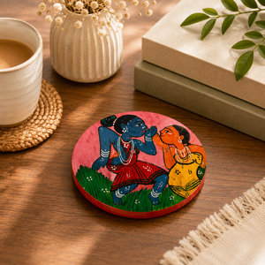 Posavasos de madera hechos a mano y pintados a mano, juego de posavasos de arte popular, tapetes redondos para mesa, para el hogar, cafetería, regalo, decoración, juego de 4. - Product Image 6