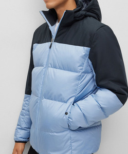 Custom Men's Two Tone Black Sky Blue Quilted Puffer Jacket Lightweight Winter <b>Zip</b> <b>Up</b> 100% Polyester Jacket OEM ODM Manufacturer - Product Image 5