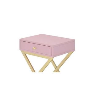 Tavolino d'Appoggio Coleen per Soggiorno con Finitura Rosa e Oro - Product Image 4