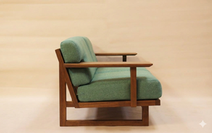 Sofá Moderno con Estructura de Madera de Teca Sólida, 2 Plazas, Funda Lavable Extraíble, Tapicería de Tela, Cojines con Colores Personalizables para el Hogar - Product Image 3