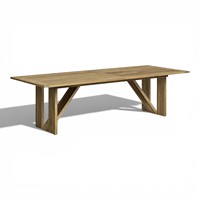 Table de salle à manger d'extérieur en teck massif de qualité supérieure, grande table rectangulaire de jardin avec base à tréteaux pour restaurant