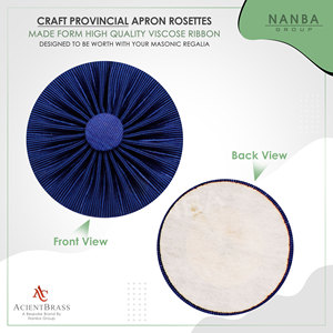 Handcrafted <b>Navy</b> Blue 100% Polyester Masonic Apron Regalia Rosette with Customizable Ribbon and Logo - Product Image 3