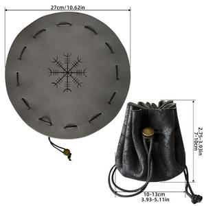 Copa de dados de cuero con bolsa con cordón, diseño redondo grabado para almacenamiento de dados DND, 27 cm de diámetro, estilo clásico hecho a mano - Product Image 3