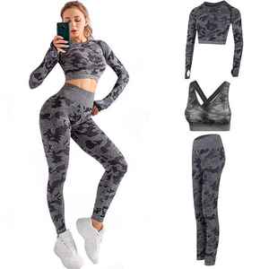 Summer Fitness Wear Breathable Quick Dry Lightweight Yoga Set Seamless Sublimation Print Adult Size Four Way Stretch - Product Image 5