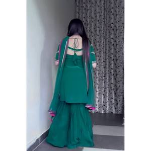 Designer Women's Party Wear Top-Bottom and Dupatta <b>Set</b> with Elegant <b>Embroidery</b> Work - Product Image 3