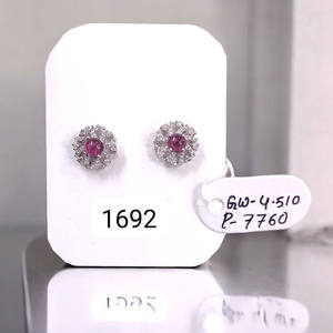 Tourmaline <b>Stud</b> <b>Earrings</b> with Diamonds in Sterling Silver <b>Fine</b> Jewelry - Product Image 2