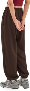 Pantalon de jogging décontracté en coton marron pour homme, taille élastique, poches latérales, tricoté mi-lourd pour l'automne - Product Image 3