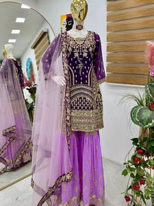 New Designer Party <b>Top</b> Palazzo & Dupatta Set for Wedding and <b>Festival</b> Wear Pakistani Palazzo Suit at Wholesale Price - Product Image 2