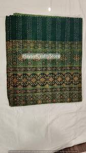 Indian Kantha <b>Quilt</b> Handmade Kantha Bedcover Indian Block Printed Bedspread <b>Throw</b> Cotton Blanket Gudari Kantha queen/twin Size - Product Image 4