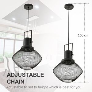 Lampada a Sospensione Industriale Rustica con Catena Regolabile Nera per Isola Cucina, Illuminazione a Soffitto Nera per Cucina - Product Image 4