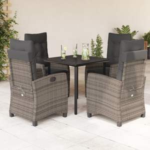 5 pezzi grigio Poly Rattan Patio Set da pranzo con cuscini mobili da esterno durevoli - Product Image 1
