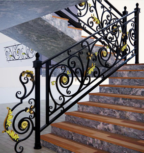 Custom Wrought Iron Stair Railing Handrail for Villa Modern Black Iron Rust Resistant Finish <b>Adjustable</b> Luxury Ornamental Design - Product Image 1
