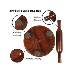 Premium Acacia Wooden Chakla Belan Set Handcrafted Roti <b>Rolling</b> Board <b>Pin</b> Eco-Friendly Floral Pattern Manufacturer Supply - Product Image 4