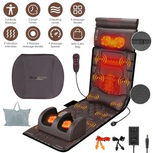 Matelas de massage multifonctionnel Shiatsu pour le cou et les pieds, coussin lombaire, tapis de massage complet pour le corps, coussin de chaise avec fonction de chauffage, minuterie et sac de transport - Product Image 1