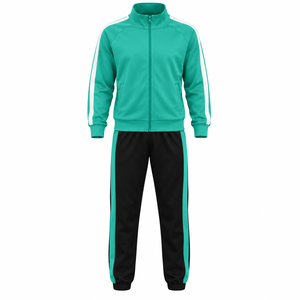 Conjunto Deportivo Personalizado para Mujer, Chaqueta y Pantalones Ajustados en Bloques de Color Verde y Negro, Traje de Entrenamiento de Dos Piezas - Product Image 2