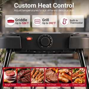 Griglia Elettrica Senza Fumo 2-in-1 da 1500W con Supporto Staccabile e Doppie Piastre per Balcone - Product Image 5