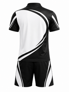 Ensemble de polos sportifs pour hommes 4FORCE, noir et blanc, couleur contrastée, séchage rapide, vêtements d'été avec logo sur le devant, polos et shorts pour hommes - Product Image 5