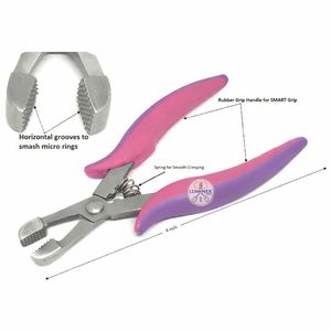 Pinza de crimpado de acero inoxidable LUMINEX IMPEX para extensiones de cabello, incluye 2 microperlas de doble orificio, herramienta de 12 clips de seccionamiento. - Product Image 6
