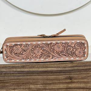 กระเป๋าใส่เครื่องม้วนผมและเครื่องหนีบผมหนังวัวแท้ลาย Tooled ดีไซน์สุดฮิตประจำปี 2026 สำหรับเดือนกันยายน ทนความร้อน เหมาะสำหรับการเดินทาง - Product Image 4