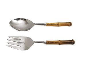 Venta caliente de acero inoxidable Chapado en plata con mango de resina Acero inoxidable mezcla y cocina ensalada servidor plano cucharas para servir - Product Image 1
