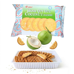 Vietnam Coconut Round Crackers 160g Delicious Crispy Baked Snack Wholesale ODM Factory Price - Product Image 1